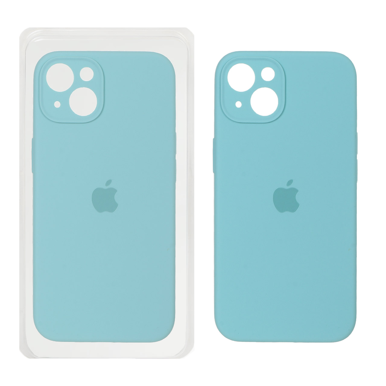 1190144 قاب سیلیکونی پاک کنی محافظ لنزدار اورجینال Apple iPhone 13 / iPhone 14 - سبز آبی (پک اصلی) - تصویر 1