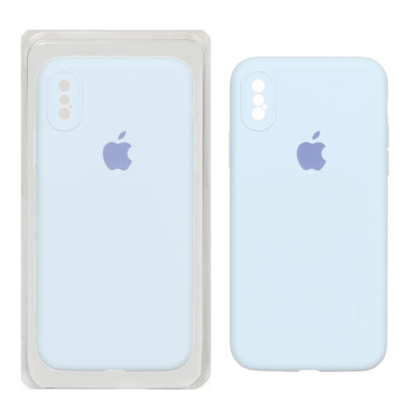 قاب سیلیکونی پاک کنی محافظ لنزدار اورجینال Apple iPhone X / iPhone XS - آبی آسمانی (پک اصلی)