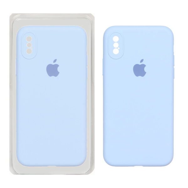 قاب سیلیکونی پاک کنی محافظ لنزدار اورجینال Apple iPhone X / iPhone XS - آبی کبریتی (پک اصلی)