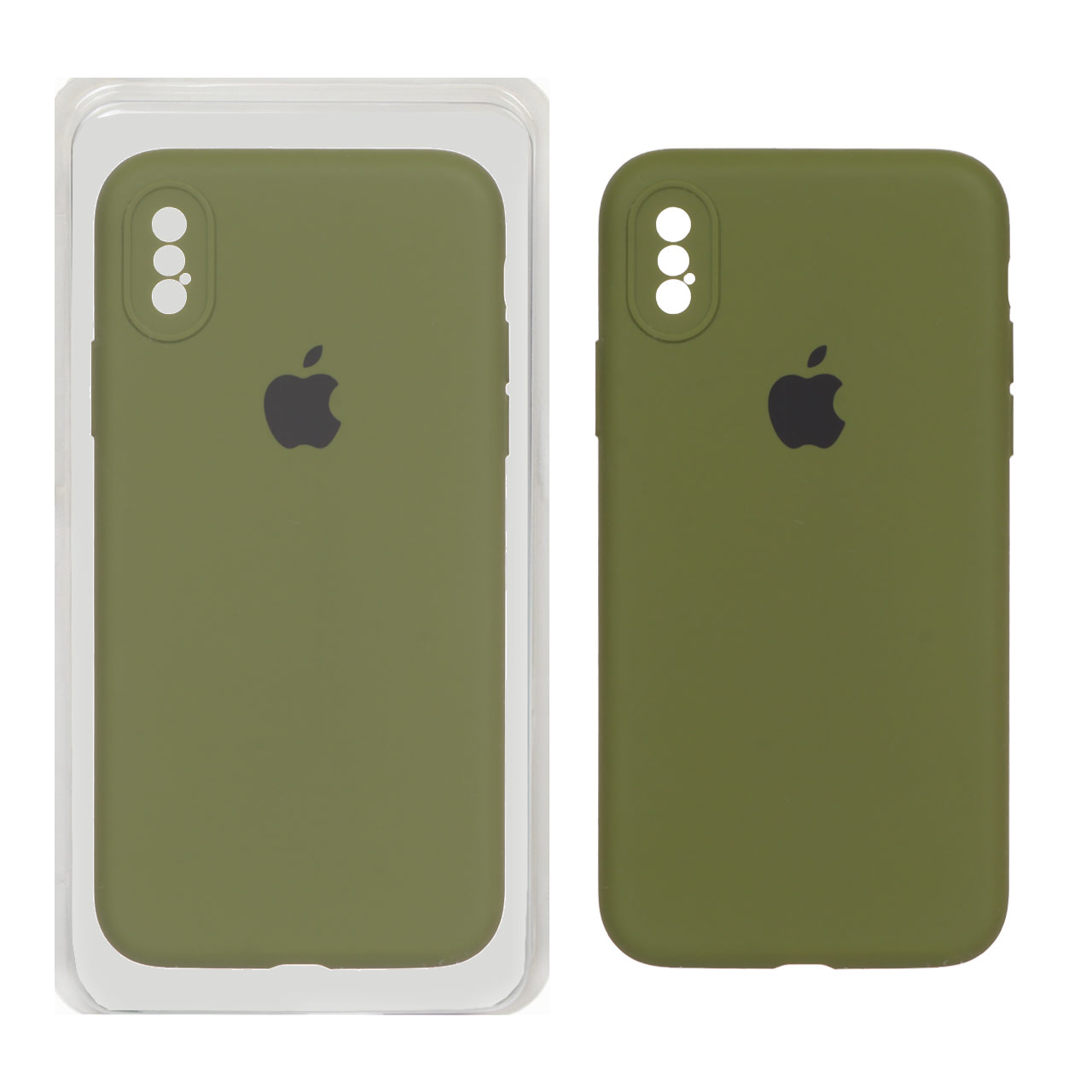 1191324 قاب سیلیکونی پاک کنی محافظ لنزدار اورجینال Apple iPhone X / iPhone XS - سبز زیتونی (پک اصلی) - تصویر 1