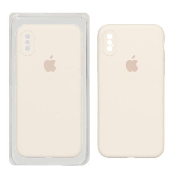 قاب سیلیکونی پاک کنی محافظ لنزدار اورجینال Apple iPhone X / iPhone XS - کرم (پک اصلی)