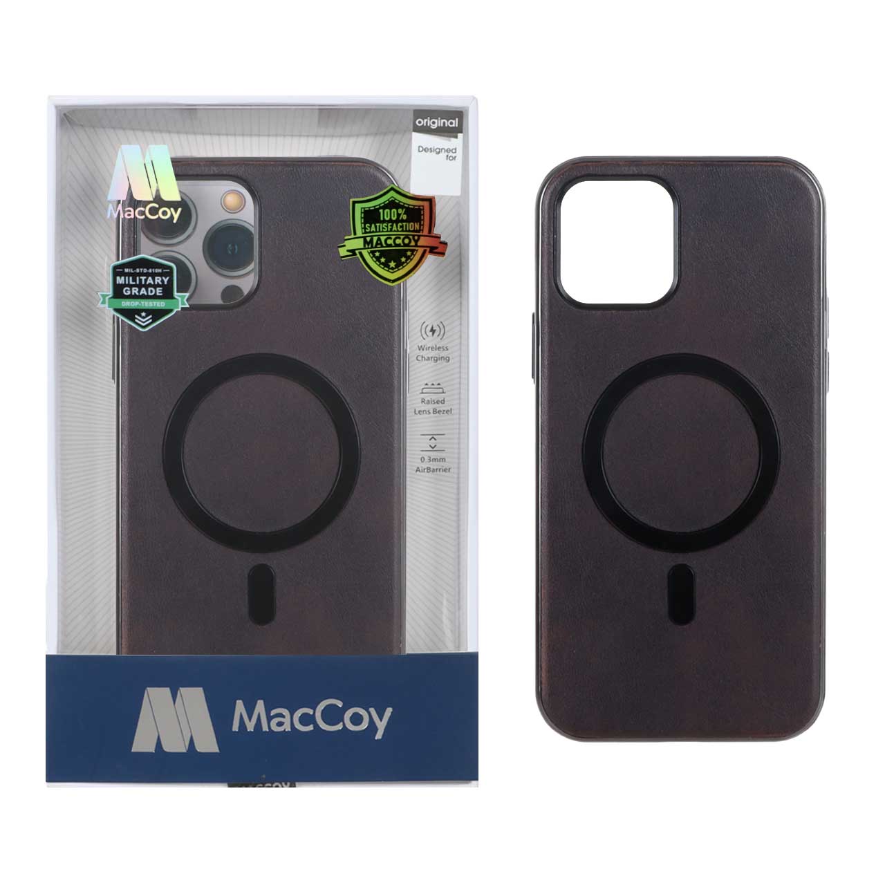 1192916 قاب اورجینال MacCoy چرمی Magsafe Military مدل Apple iPhone 12 Pro Max - قهوه ای تیره (پک دار) - تصویر 1