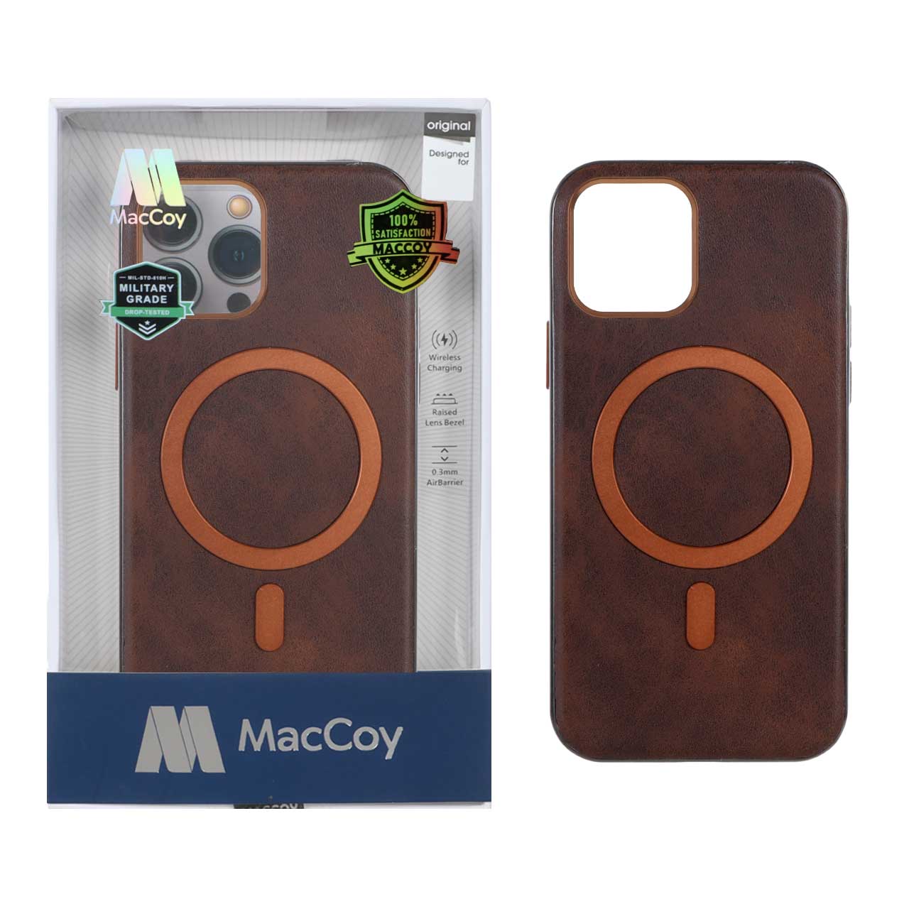 1192918 قاب اورجینال MacCoy چرمی Magsafe Military مدل Apple iPhone 12 Pro Max - قهوه ای (پک دار) - تصویر 1