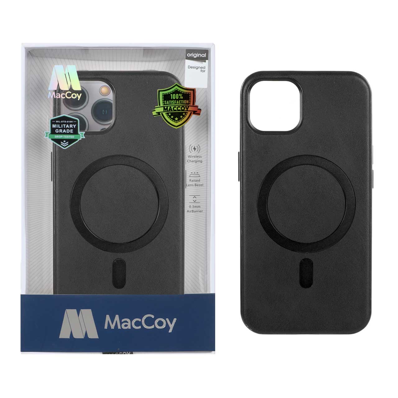 1192928 قاب اورجینال MacCoy چرمی Magsafe Military مدل Apple iPhone 15 / Apple iPhone 14 / Apple iPhone 13 - مشکی (پک دار) - تصویر 1