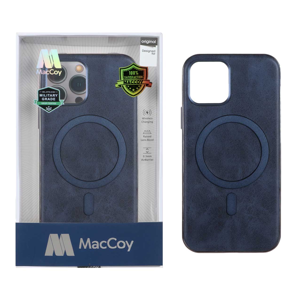 1192946 قاب اورجینال MacCoy چرمی Magsafe Military مدل Apple iPhone 12 / iPhone 12 Pro - سرمه ای (پک دار) - تصویر 1
