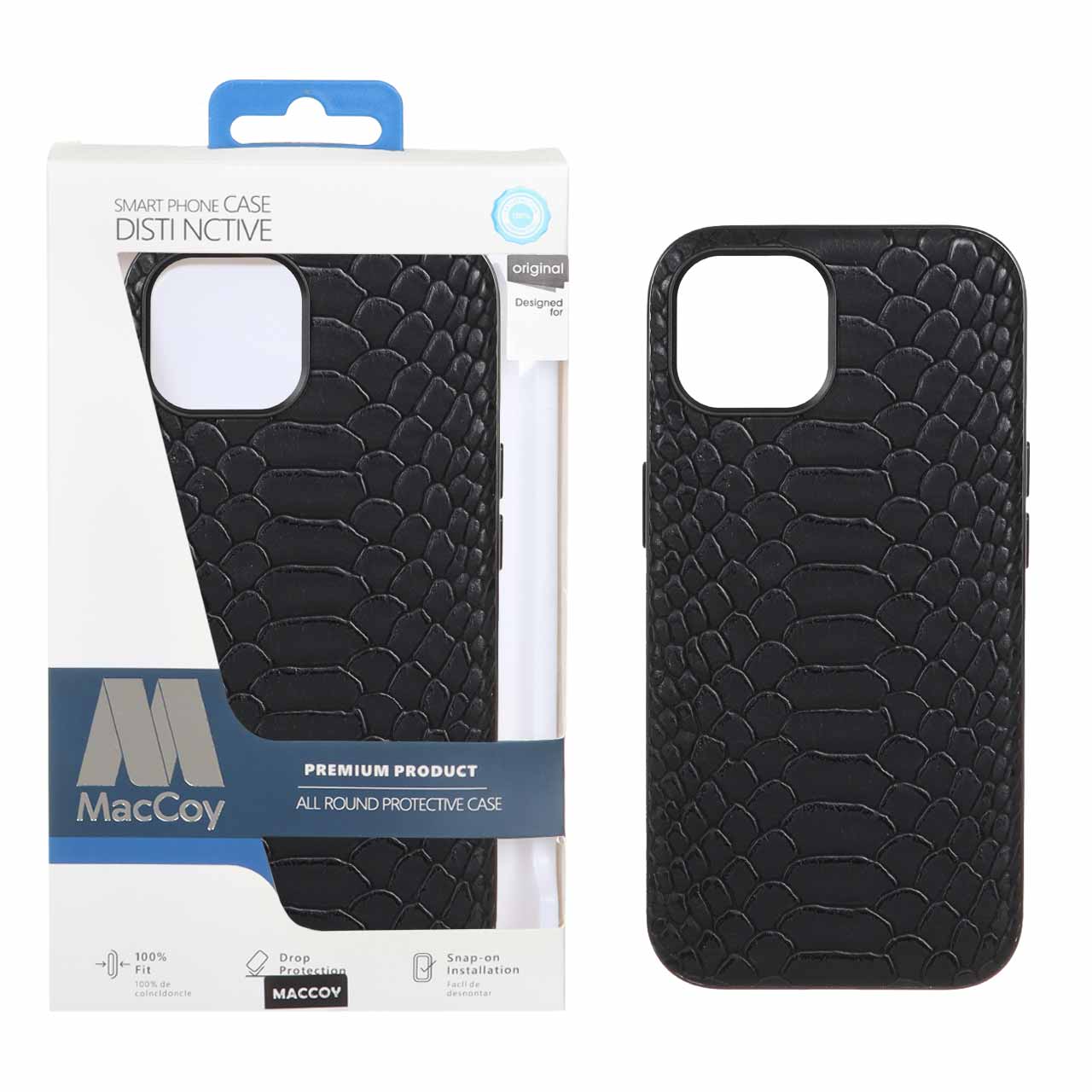 1192996 قاب اورجینال MacCoy چرمی پوست ماری Apple iPhone 15 / Apple iPhone 14 / Apple iPhone 13 - مشکی (پک دار) - تصویر 1