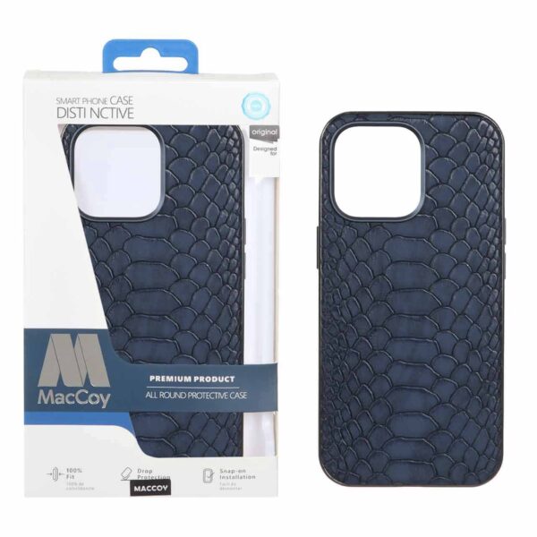 قاب اورجینال MacCoy چرمی پوست ماری Apple iPhone 13 Pro - سرمه ای (پک دار)