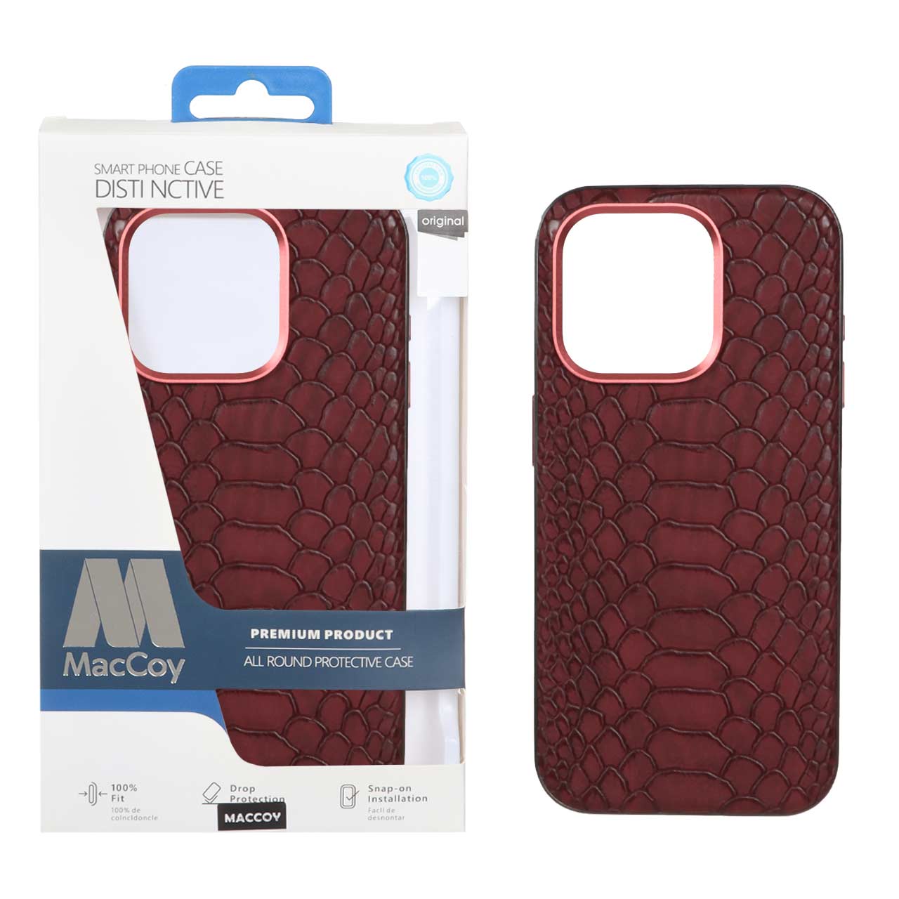 1193020 قاب اورجینال MacCoy چرمی پوست ماری Apple iPhone 15 Pro - زرشکی (پک دار) - تصویر 1