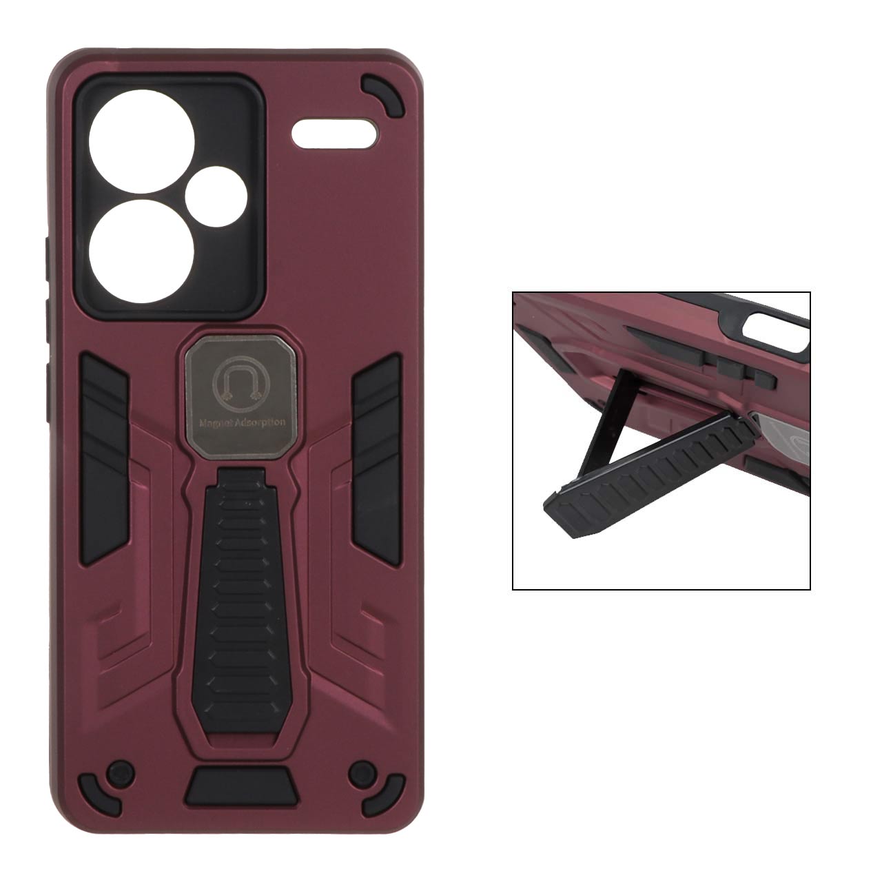 1195598 قاب بتمن استندشو Xiaomi Redmi Note 13 Pro Plus - زرشکی - تصویر 1