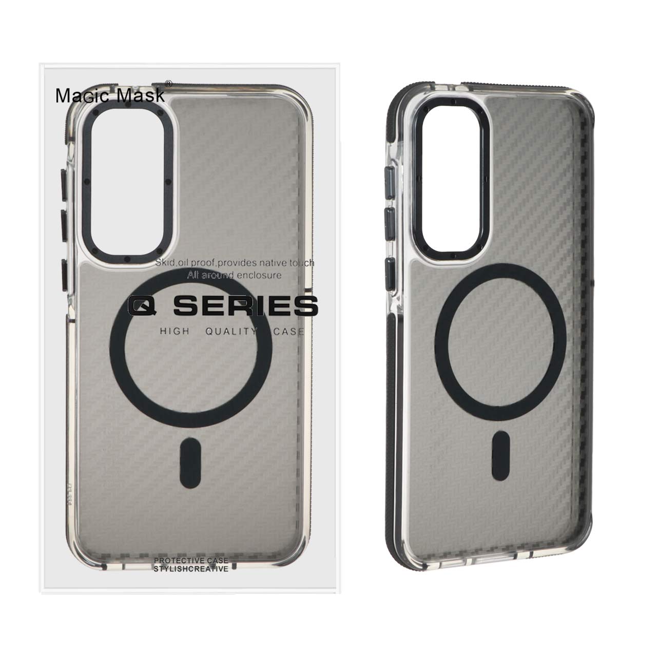 1228180 قاب اورجینال Q Series پشت کربن MagSafe مدل Samsung Galaxy A55 - خاکستری (پک دار) - تصویر 1