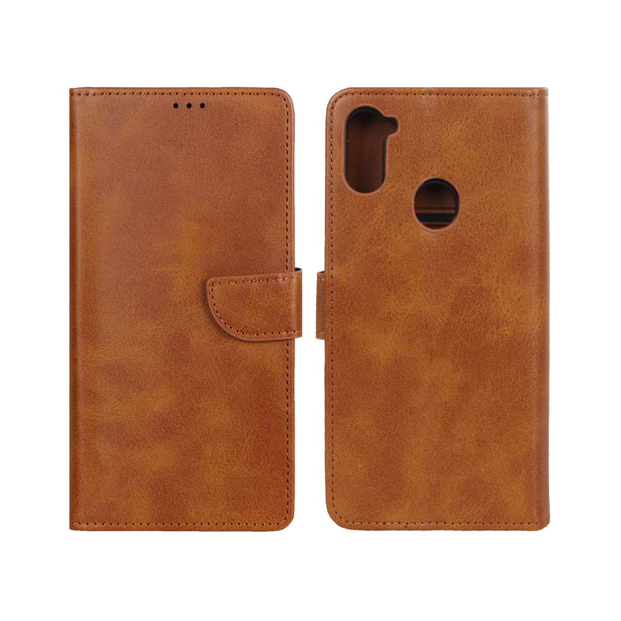 1230842 کیف چرمی موبایل مگنتی Samsung Galaxy A11 / M11 - عسلی - تصویر 1