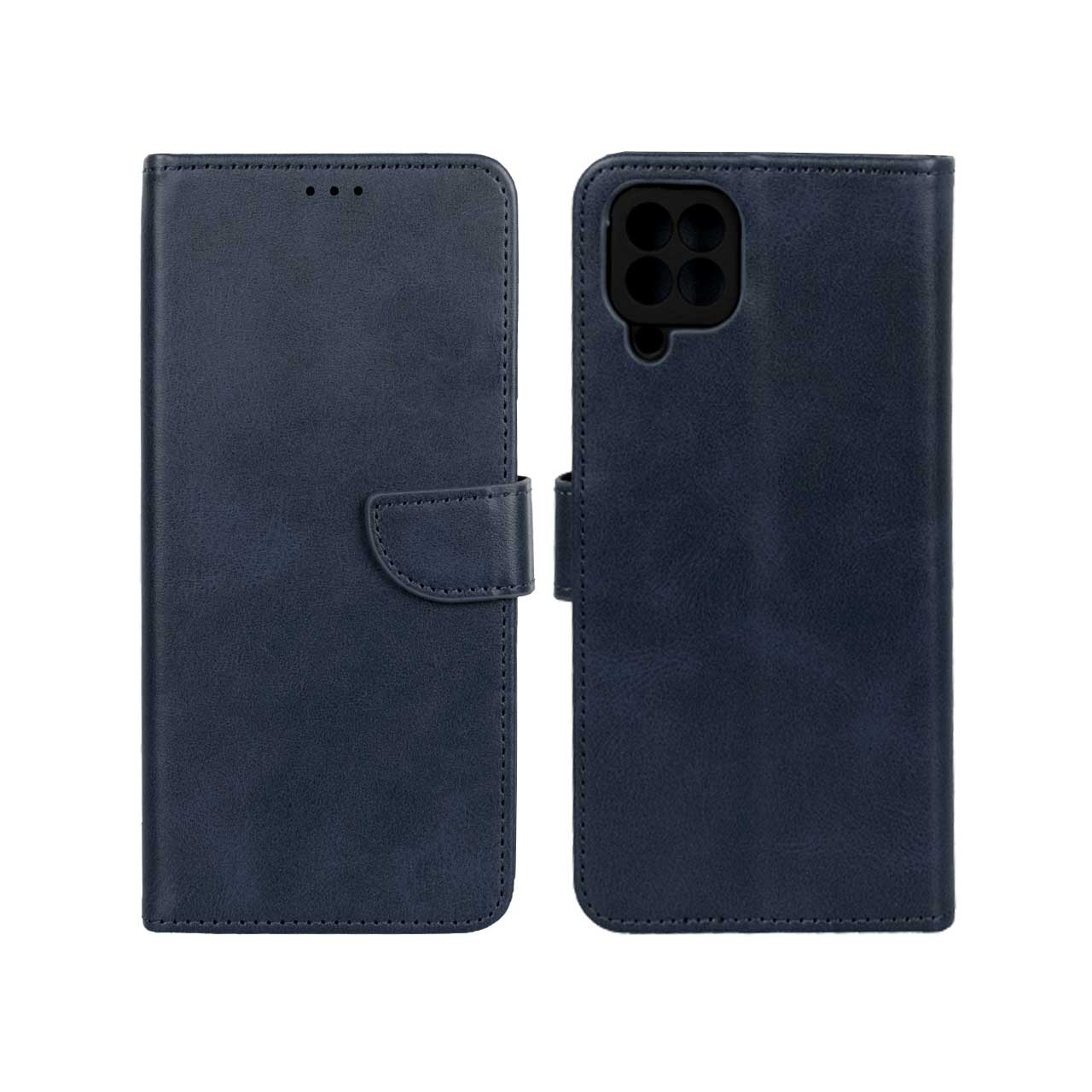 1231118 کیف چرمی موبایل مگنتی محافظ لنزدار Samsung Galaxy A22 4G / M32 4G / F22 - سرمه ای - تصویر 1