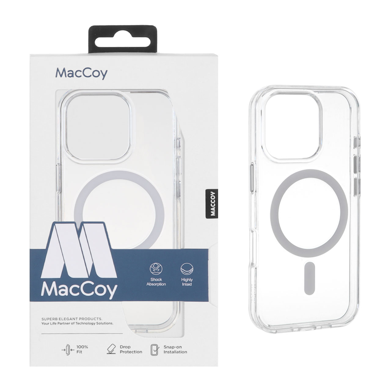 1234014 قاب اورجینال MacCoy شفاف Magsafe مدل Apple iPhone 16 Pro - پک دار (گارانتی 3 ماه تغییر رنگ و زرد شدگی) - تصویر 1