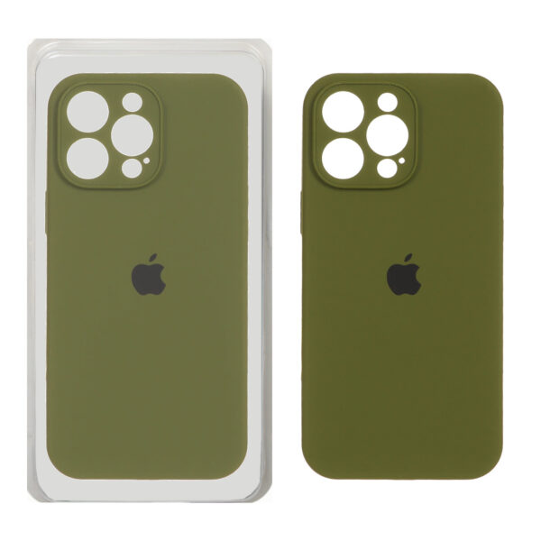 قاب سیلیکونی پاک کنی محافظ لنزدار اورجینال Apple iPhone 16 Pro Max - سبز زیتونی (پک اصلی)