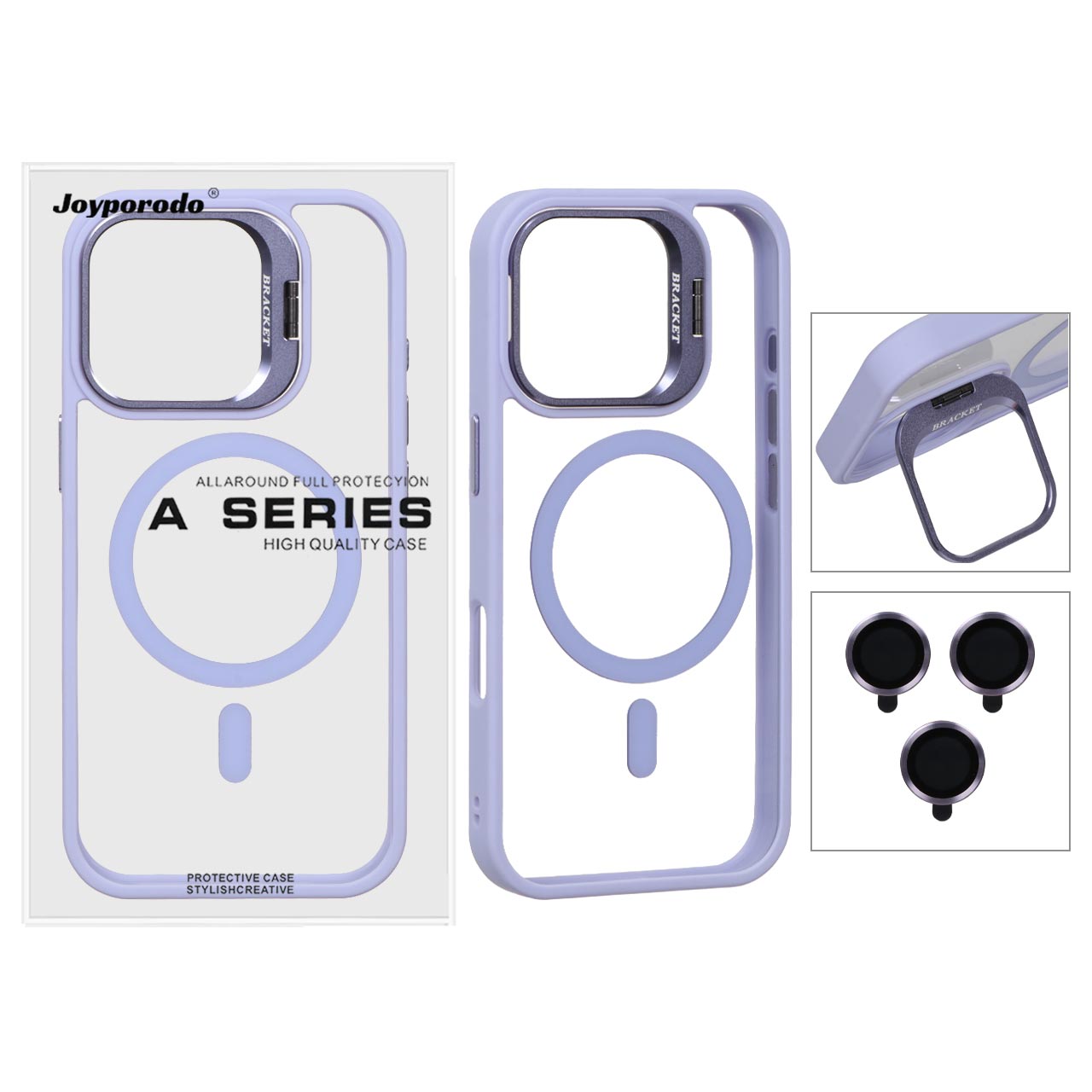 1265162 قاب BRACKET لنز آلومینیومی Magsafe با ست محافظ لنز رینگی Apple iPhone 16 Pro - یاسی (پک دار) - تصویر 1