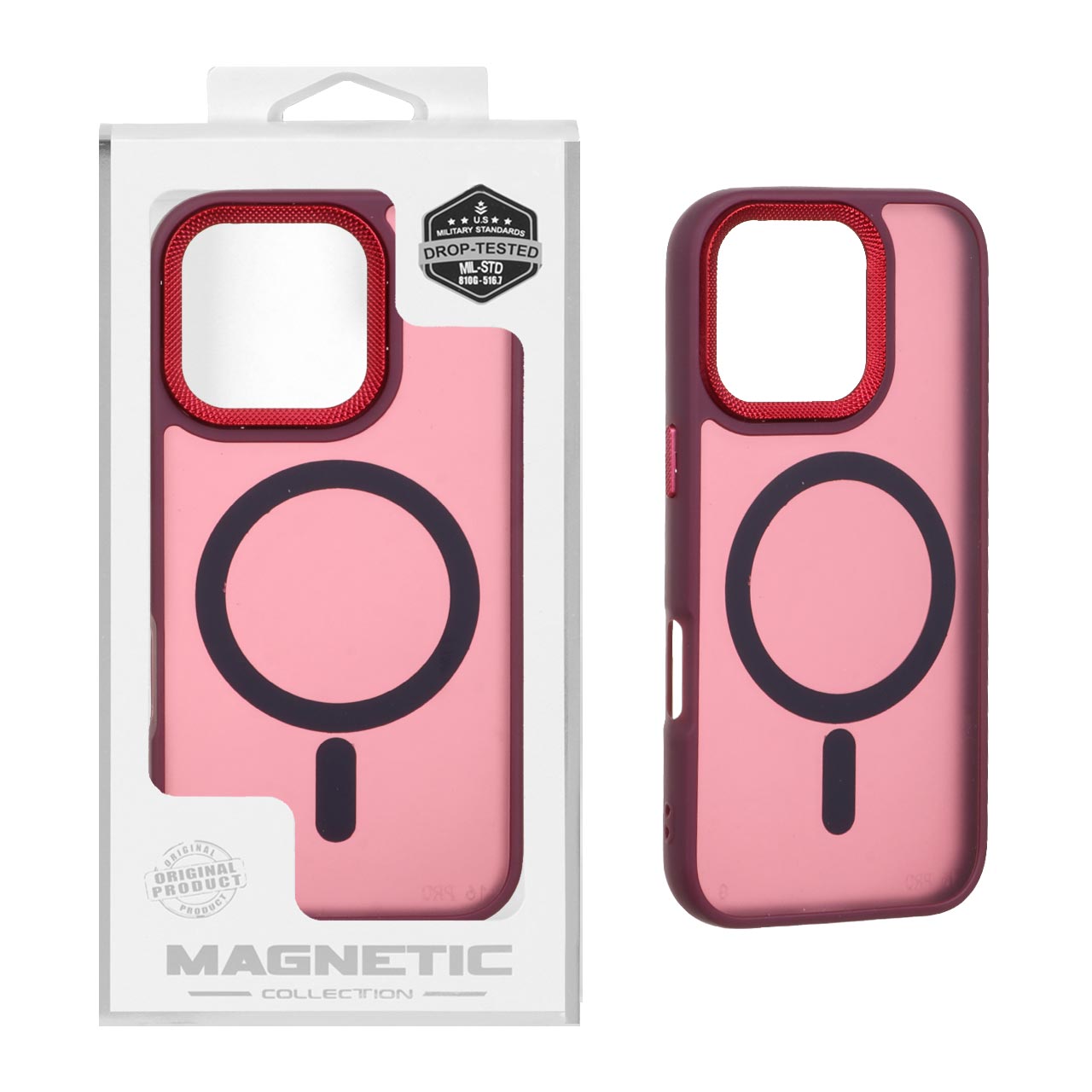 1269570 قاب Magnetic مات Magsafe لنز کربن Apple iPhone 16 Pro - زرشکی (پک دار) - تصویر 1