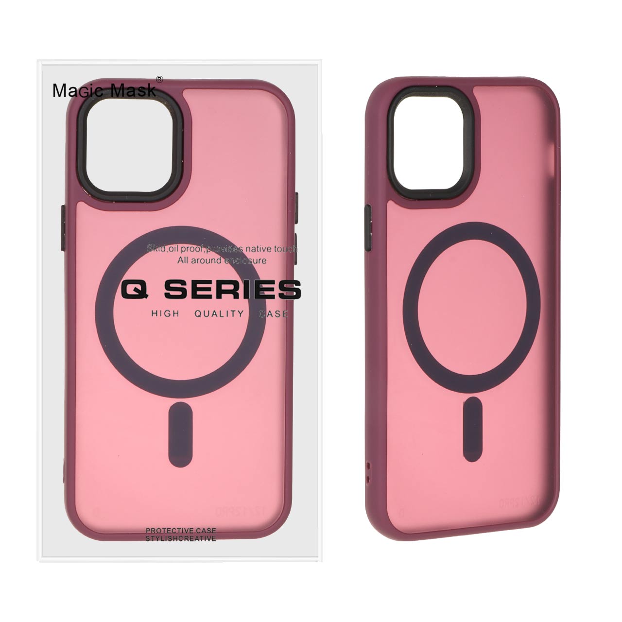 1286950 قاب اورجینال Magic Mask مات Magsafe بلک لنز Apple iPhone 11 - زرشکی (پک دار) - تصویر 1