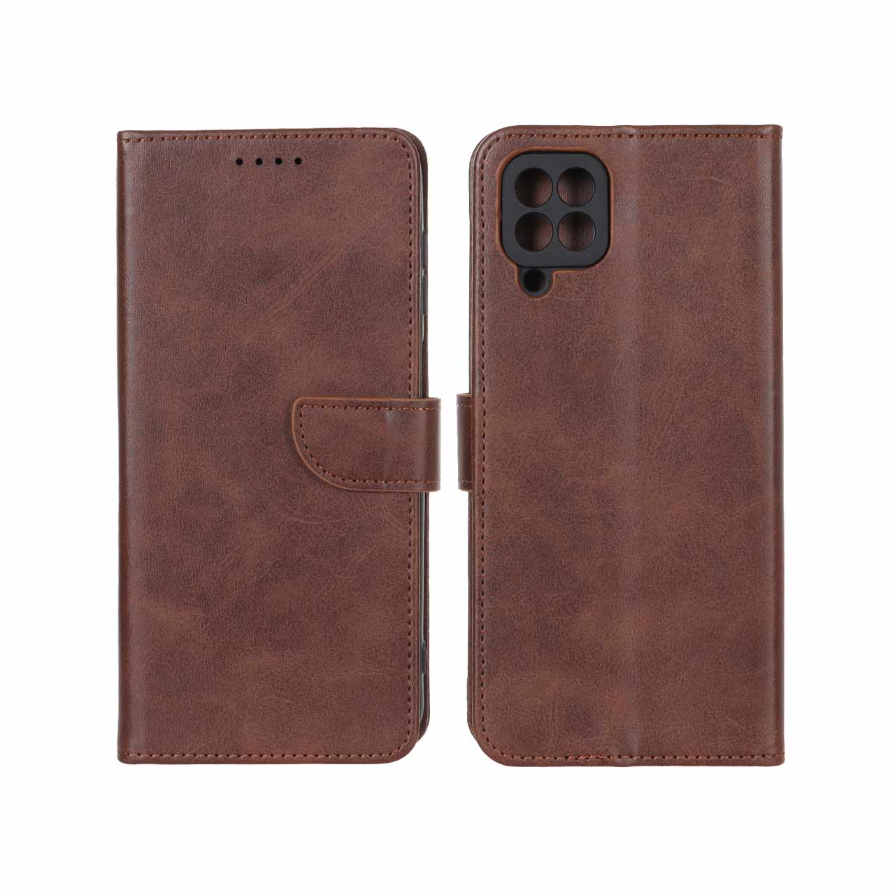 1293870 کیف چرمی موبایل مگنتی محافظ لنزدار Samsung Galaxy A22 4G / M32 4G / F22 - قهوه ای - تصویر 1