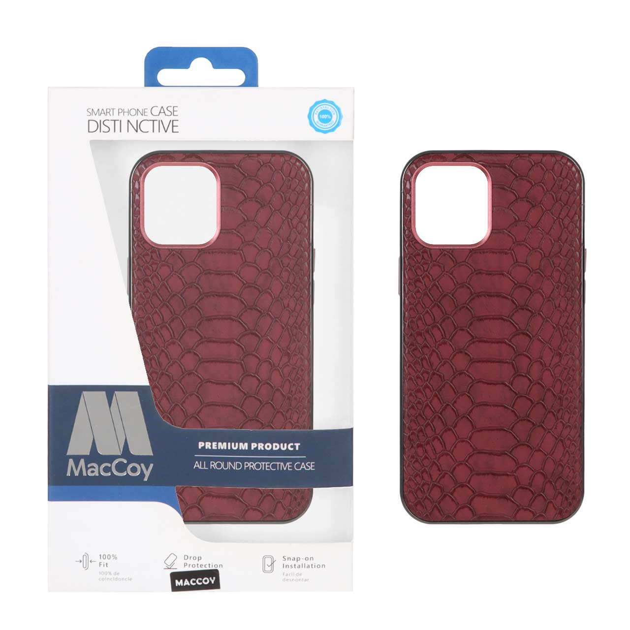 1312962 قاب اورجینال MacCoy چرمی پوست ماری Apple iPhone 12 Pro Max - زرشکی (پک دار) - تصویر 1