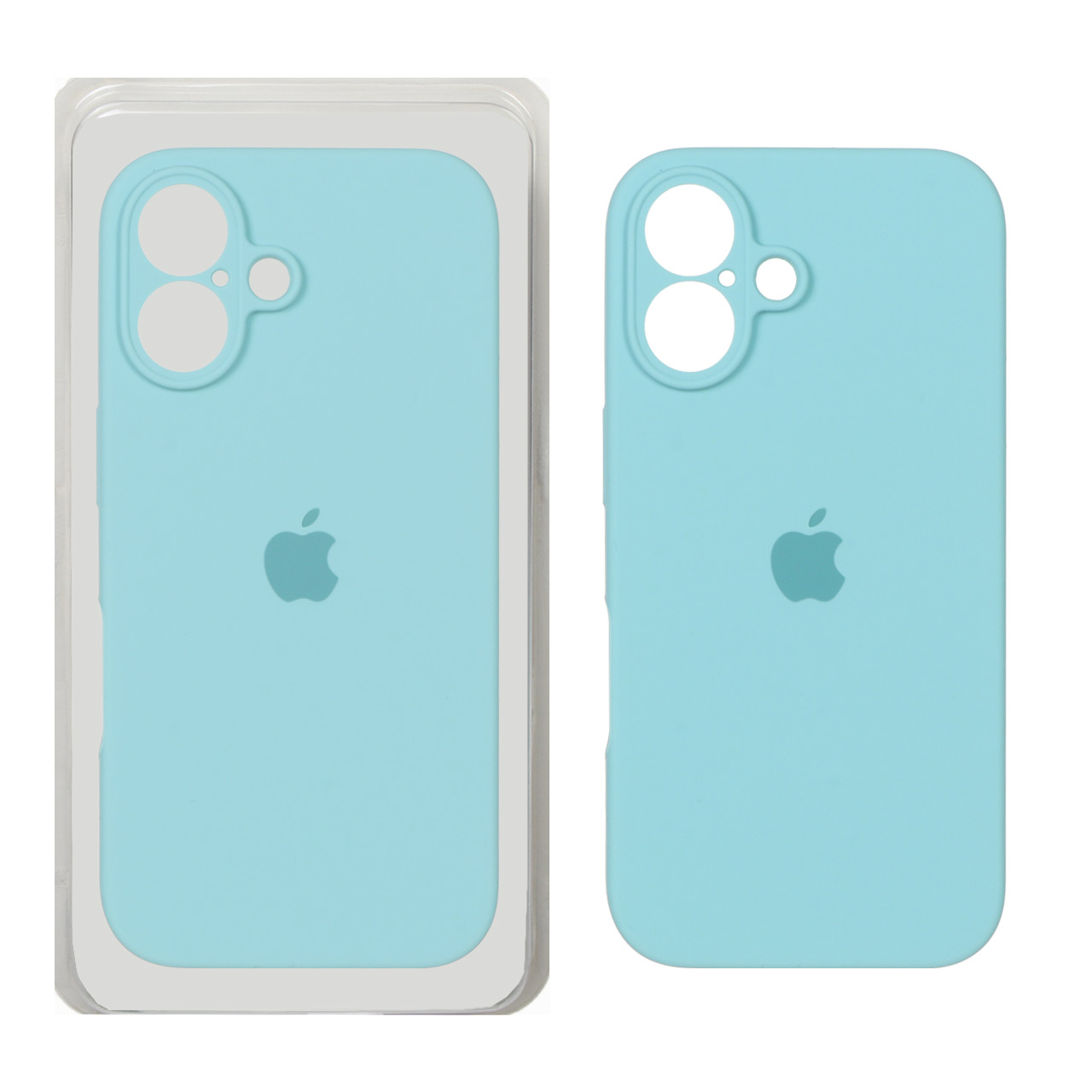 1315570 قاب سیلیکونی پاک کنی محافظ لنزدار اورجینال Apple iPhone 16 - سبزآبی (پک اصلی) - تصویر 1