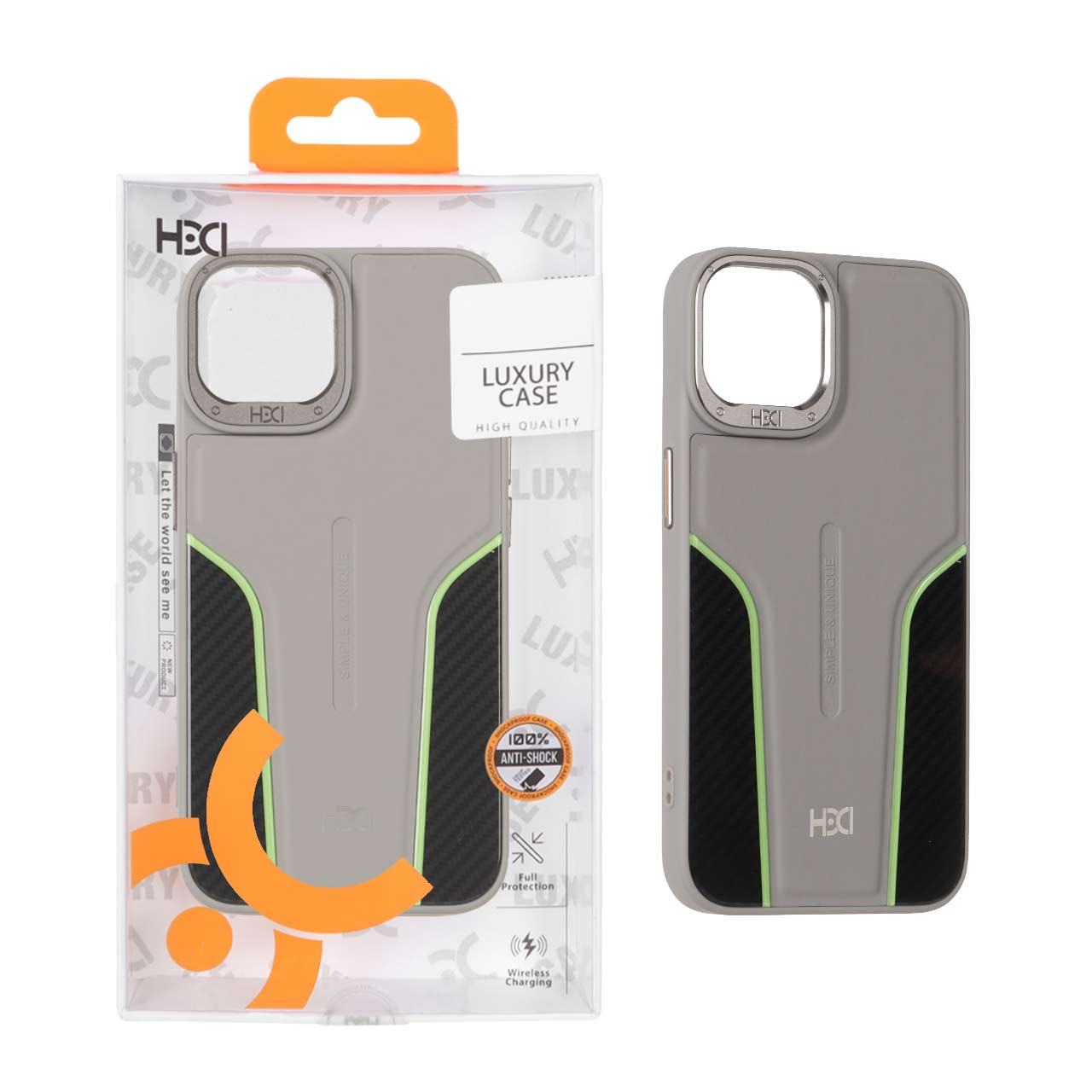 1315954 قاب اورجینال HDD طرح کربن محافظ لنز فلزی Apple iPhone 13 / iPhone 14 - طوسی (پک دار) - تصویر 1