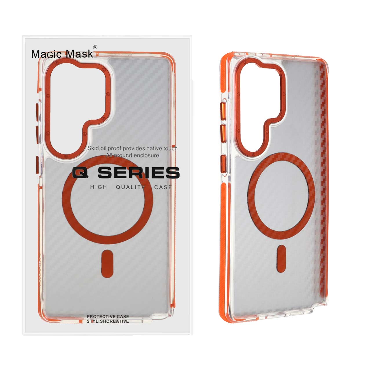 1321420 قاب اورجینال Q Series پشت کربن MagSafe مدل Samsung Galaxy S25 Ultra - نارنجی (پک دار) - تصویر 1