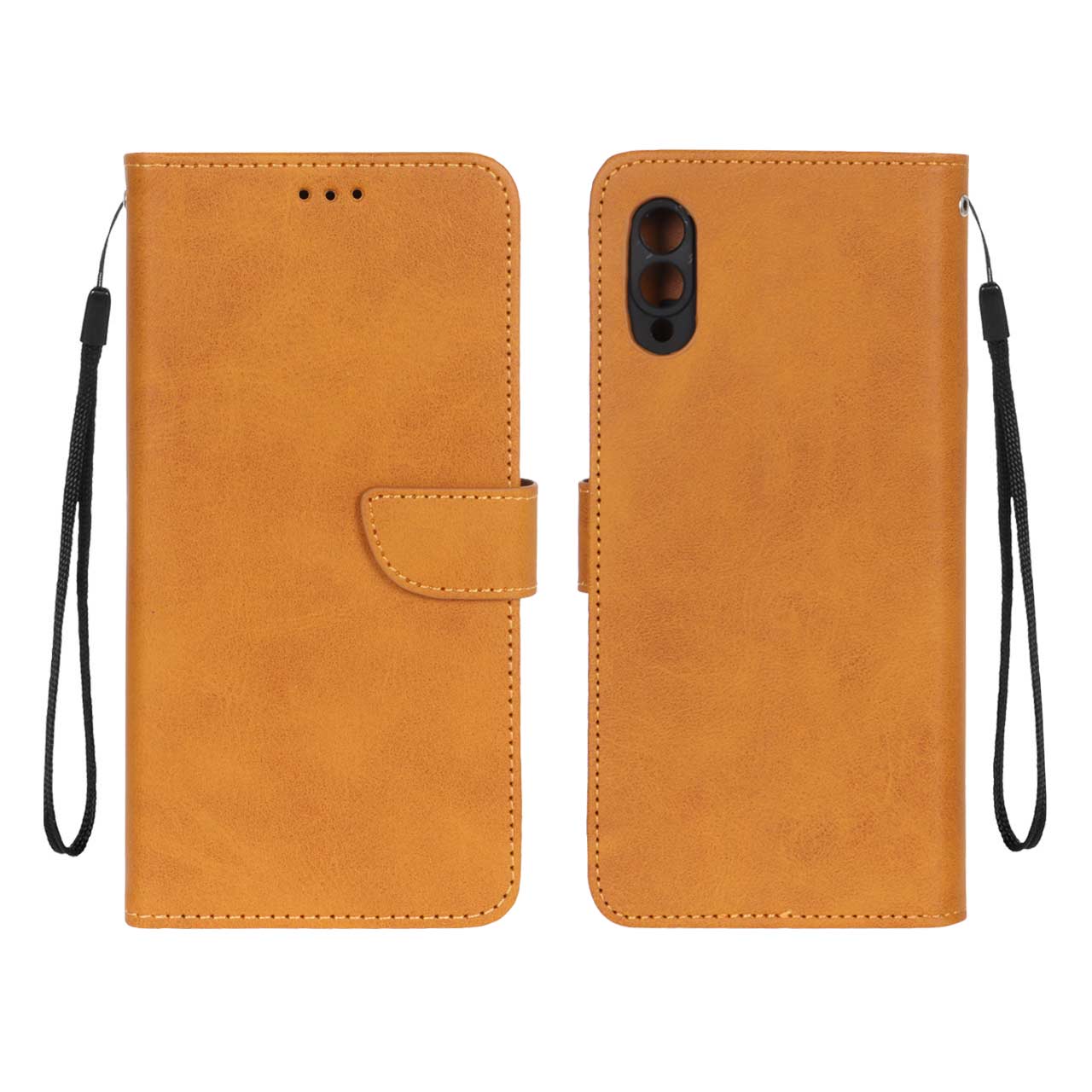 1328702 کیف چرمی موبایل مگنتی محافظ لنزدار Samsung Galaxy A02 / M02 - عسلی - تصویر 1