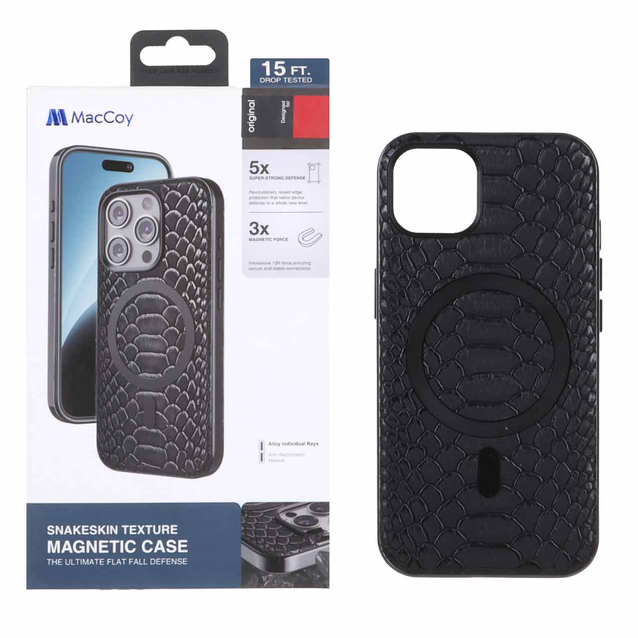 1330626 قاب اورجینال MacCoy چرمی پوست ماری MagSafe مدل Apple iPhone 13 / iPhone 14 - مشکی (پک دار) - تصویر 1