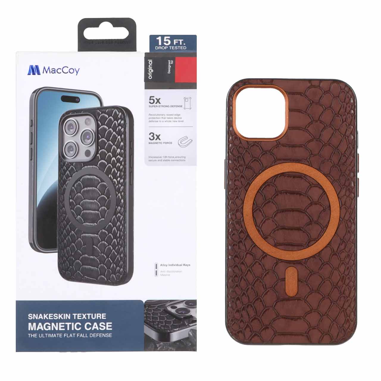 1330630 قاب اورجینال MacCoy چرمی پوست ماری MagSafe مدل Apple iPhone 13 / iPhone 14 - صحرایی (پک دار) - تصویر 1