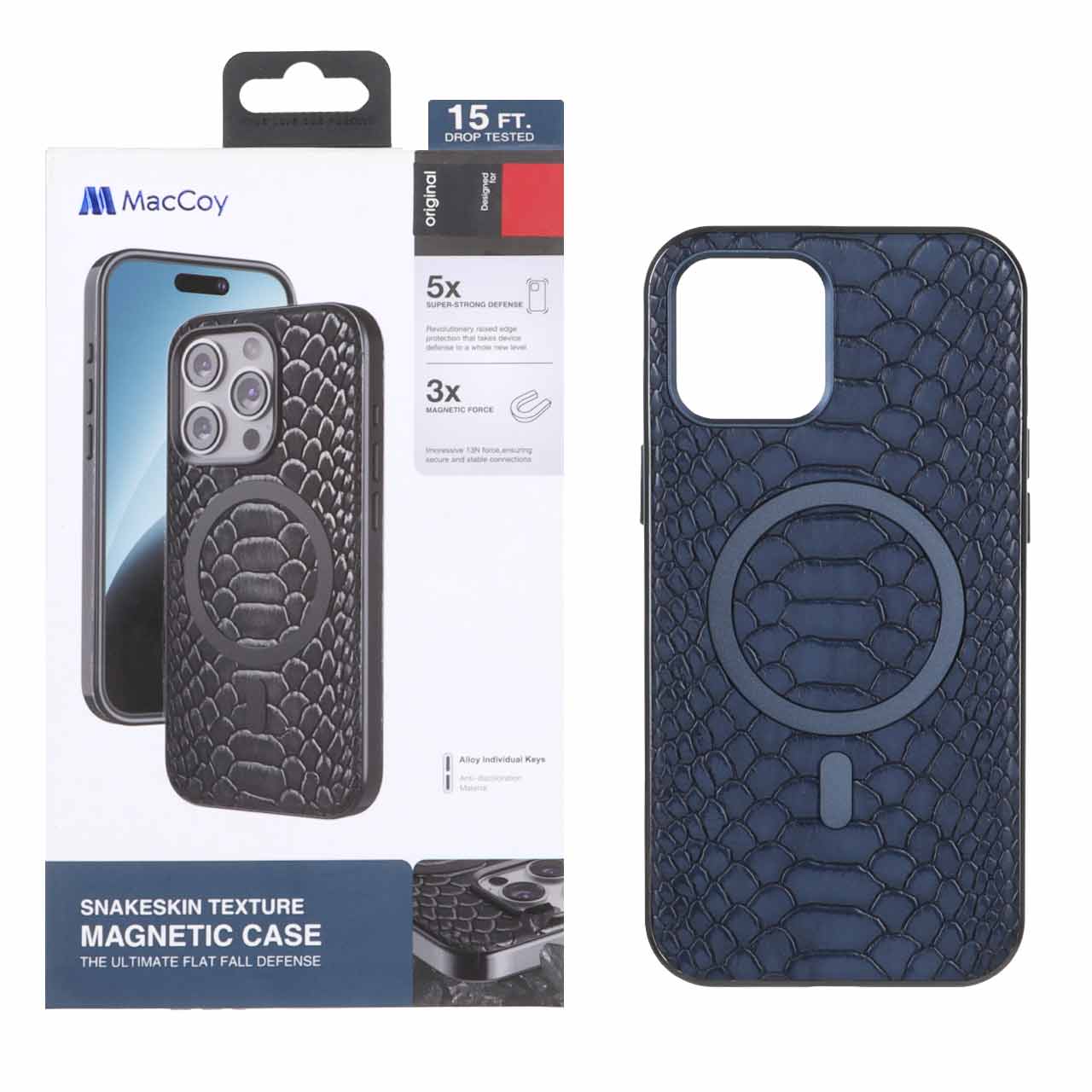 1330638 قاب اورجینال MacCoy چرمی پوست ماری MagSafe مدل Apple iPhone 12 Pro Max - سرمه ای  (پک دار) - تصویر 1