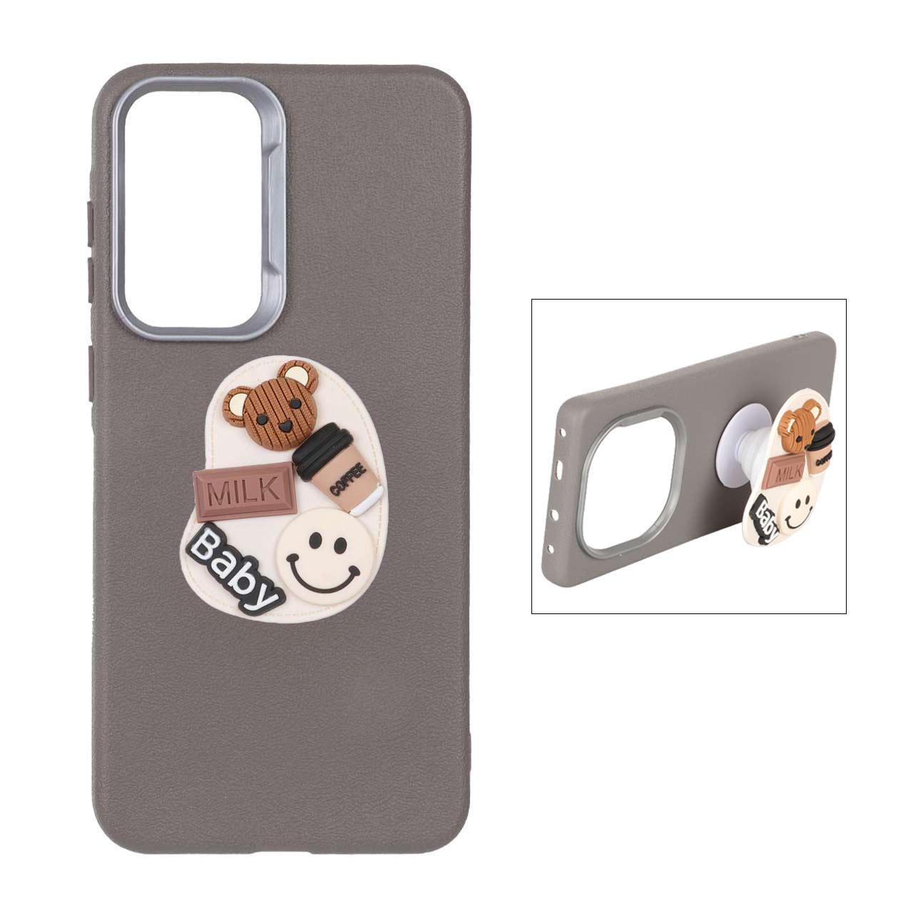 1333144 قاب Texture پاپ سوکت عروسکی Samsung Galaxy A56 / A36 - خاکستری - تصویر 1