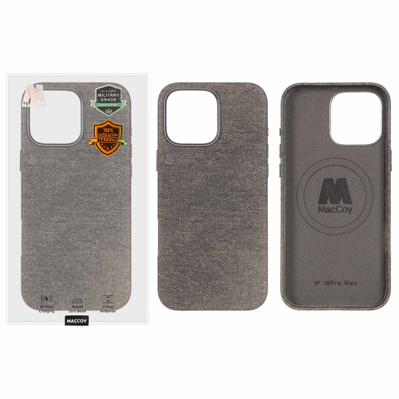 1339672 قاب اورجینال MacCoy پارچه ای لنز فلزی Magsafe Apple iPhone 16 Pro Max - خاکستری (پک دار) - تصویر 1
