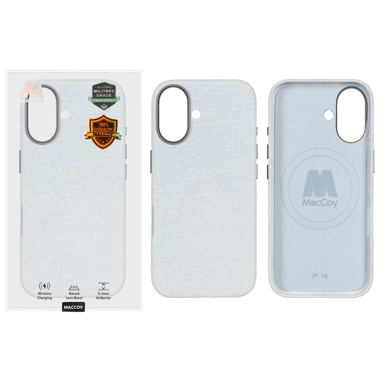 1339692 قاب اورجینال MacCoy پارچه ای لنز فلزی Magsafe Apple iPhone 16 - آبی (پک دار) - تصویر 1