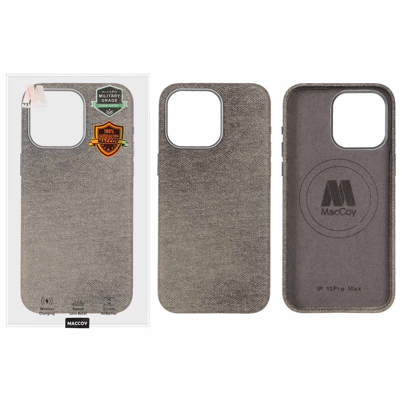 1339696 قاب اورجینال MacCoy پارچه ای لنز فلزی Magsafe Apple iPhone 15 Pro Max - خاکستری (پک دار) - تصویر 1