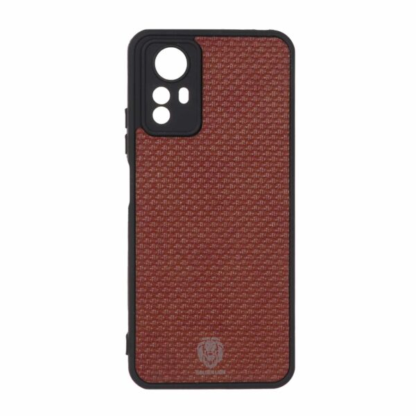 قاب طرح چرم حصیری Golden lion مدل Xiaomi Redmi Note 12S - قهوه ای