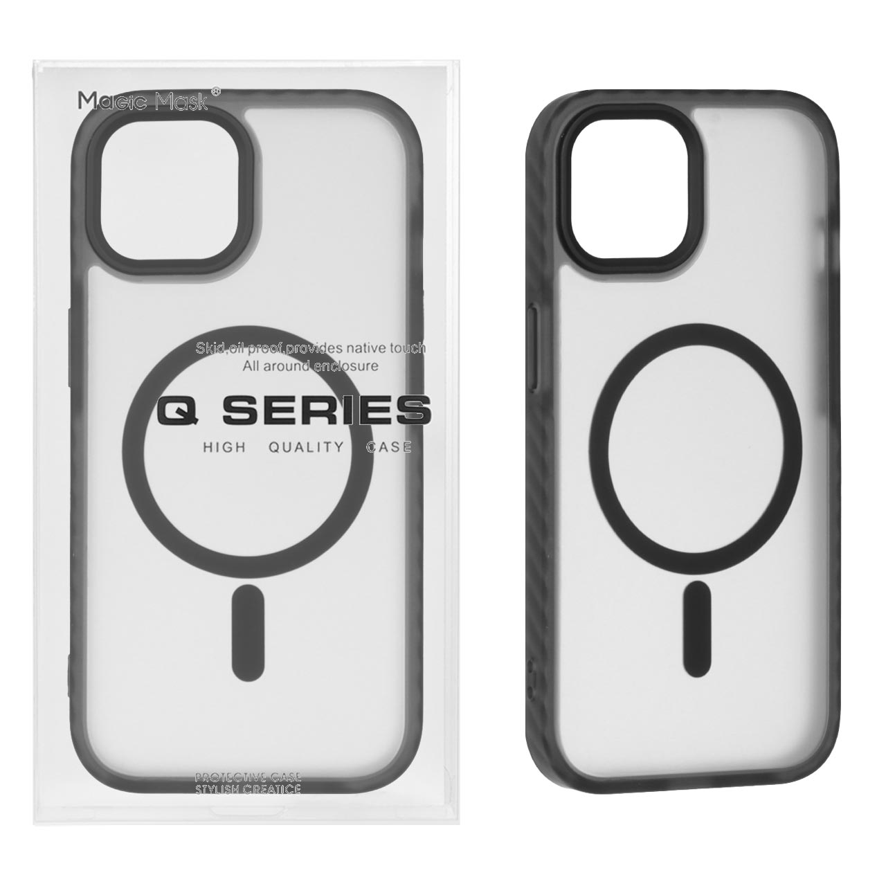 1358178 قاب Q Series مات Magsafe دور هاشور Apple iPhone 14 / iPhone 13 - مشکی (پک دار) - تصویر 1