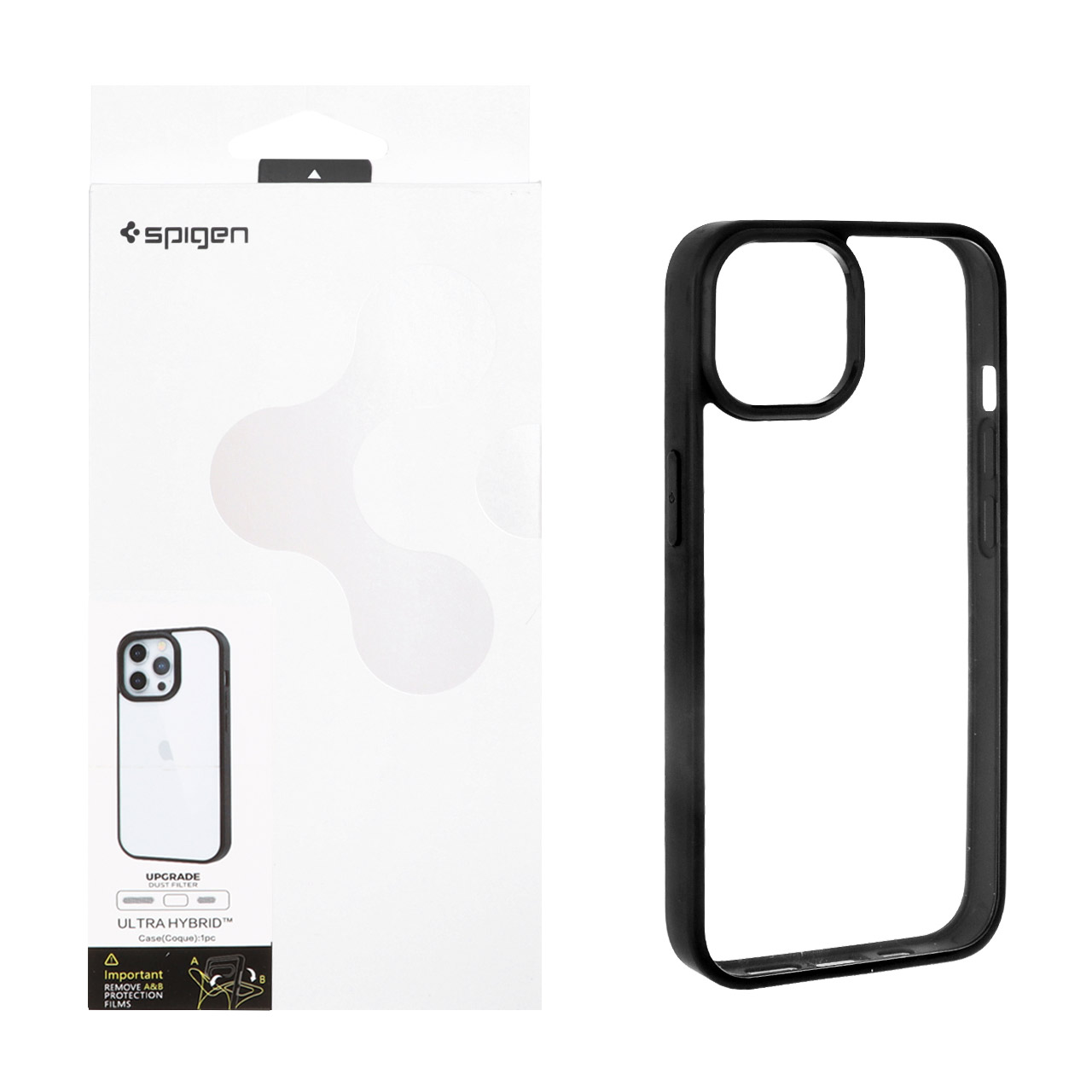 1384360 قاب اورجینال Spigen با توری اسپیکر فلزی Apple iPhone 13 / iPhone 14 - شفاف مشکی (پک دار) - تصویر 1