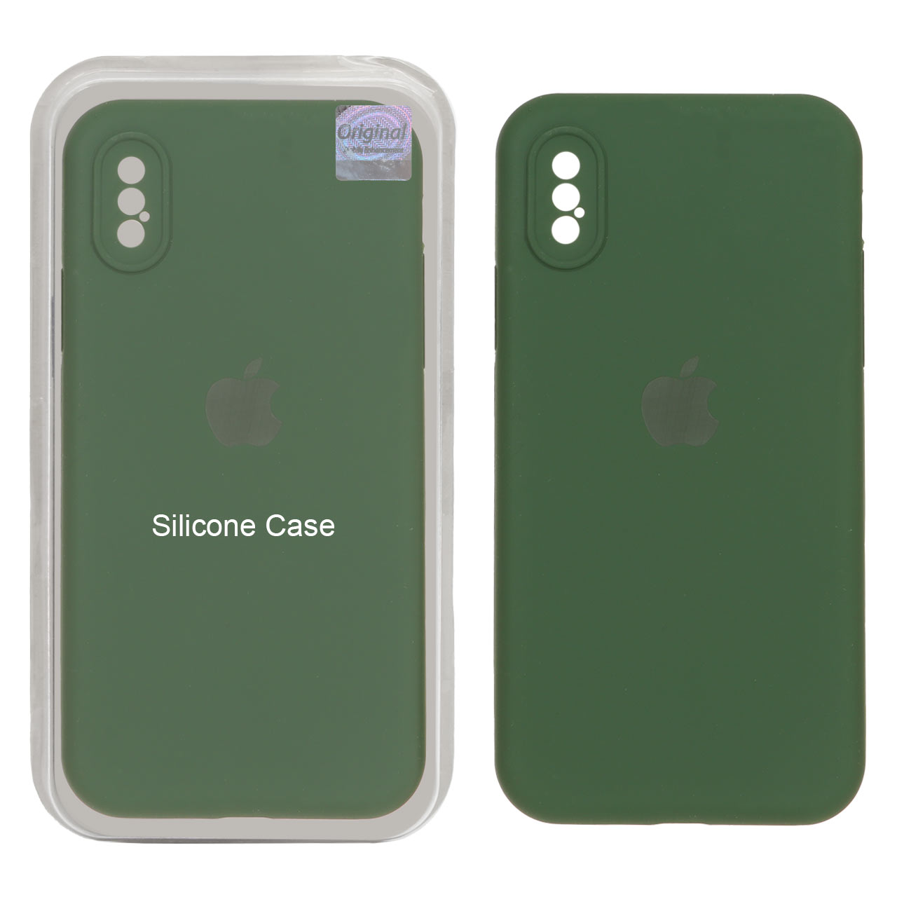 1387148 قاب سیلیکونی پاک کنی اورجینال Master Quality مدل Apple iPhone X / iPhone XS - سبز تیره (پک دار) - تصویر 1