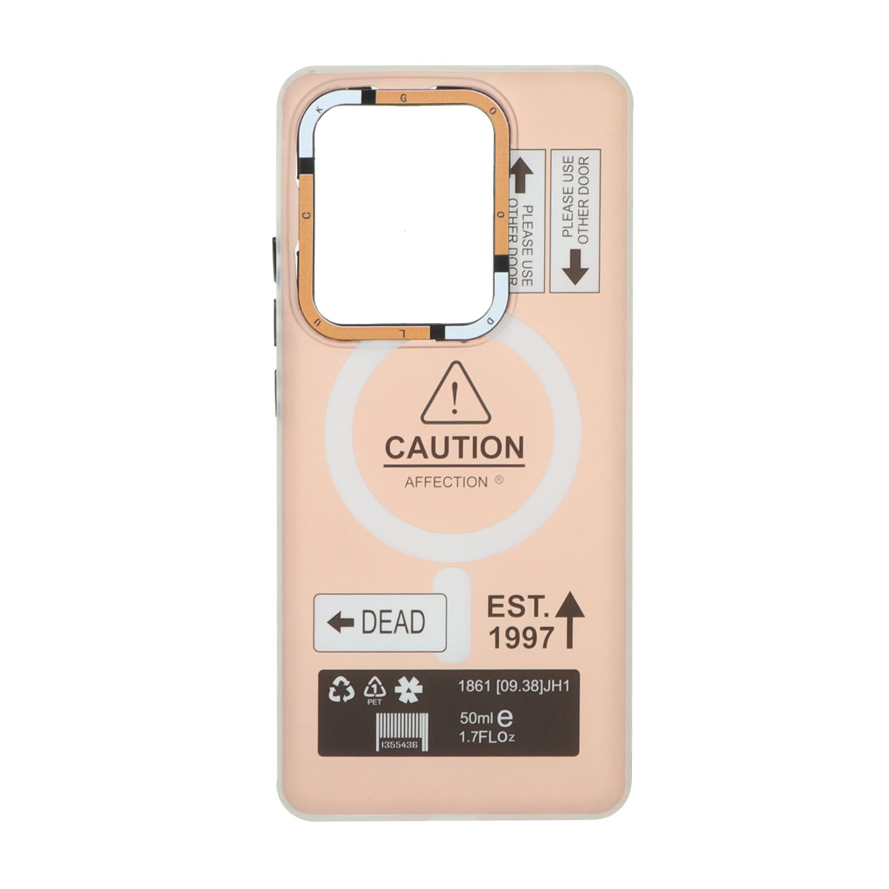 1391138 قاب Caution دور مات طرح مگ سیف Xiaomi Redmi Note 13 Pro 4G / Poco M6 Pro 4G - صورتی - تصویر 1