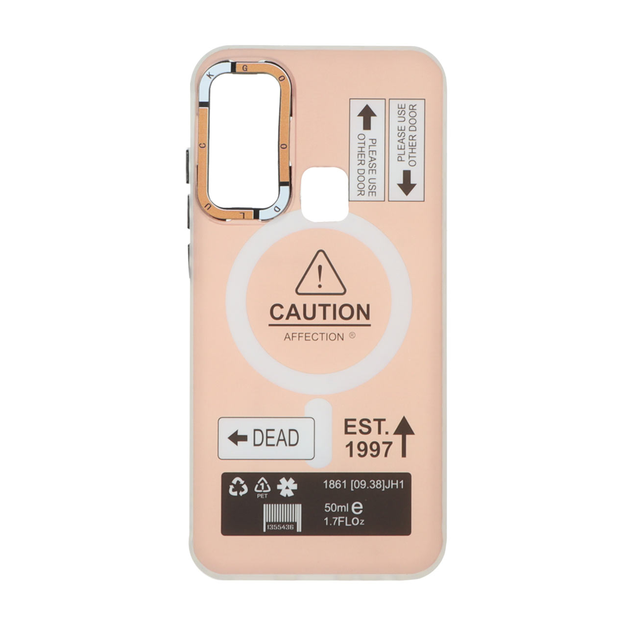 1391182 قاب Caution دور مات طرح مگ سیف Xiaomi Redmi Note 8 - صورتی - تصویر 1