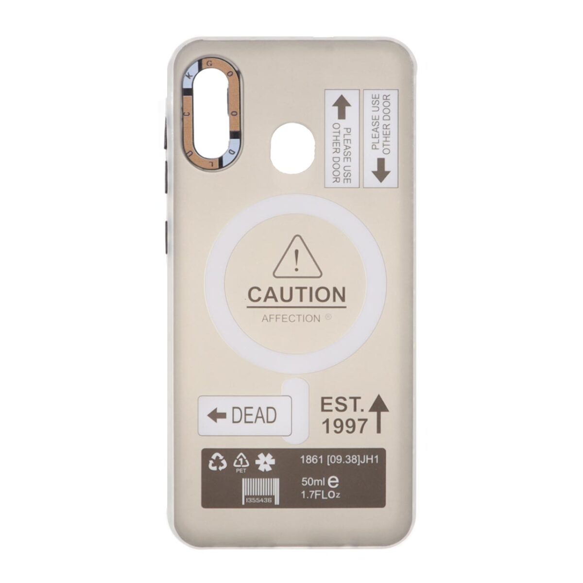 قاب Caution دور مات طرح مگ سیف Samsung Galaxy A30 / A20 - مشکی - تصویر 1