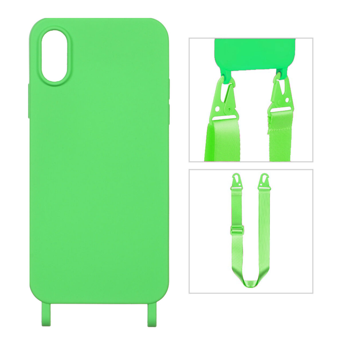 قاب CrossBody با بند لندیار Apple iPhone X / iPhone XS - سبز فسفری - تصویر 1