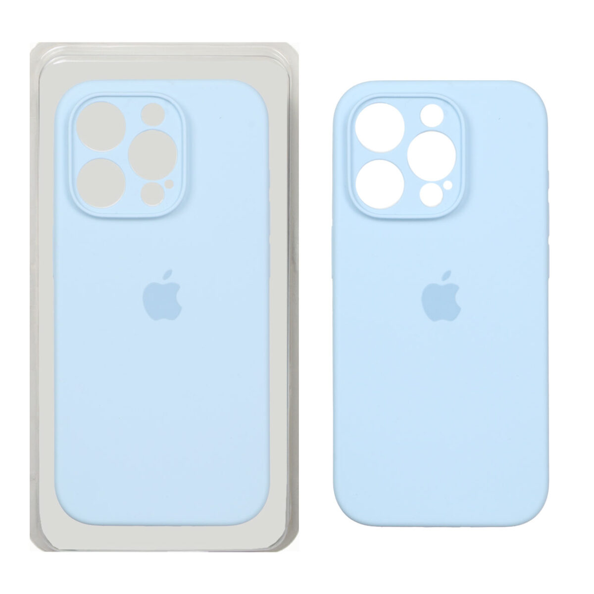 قاب سیلیکونی پاک کنی محافظ لنزدار اورجینال Apple iPhone 15 Pro - آبی کبریتی (پک اصلی) - تصویر 1
