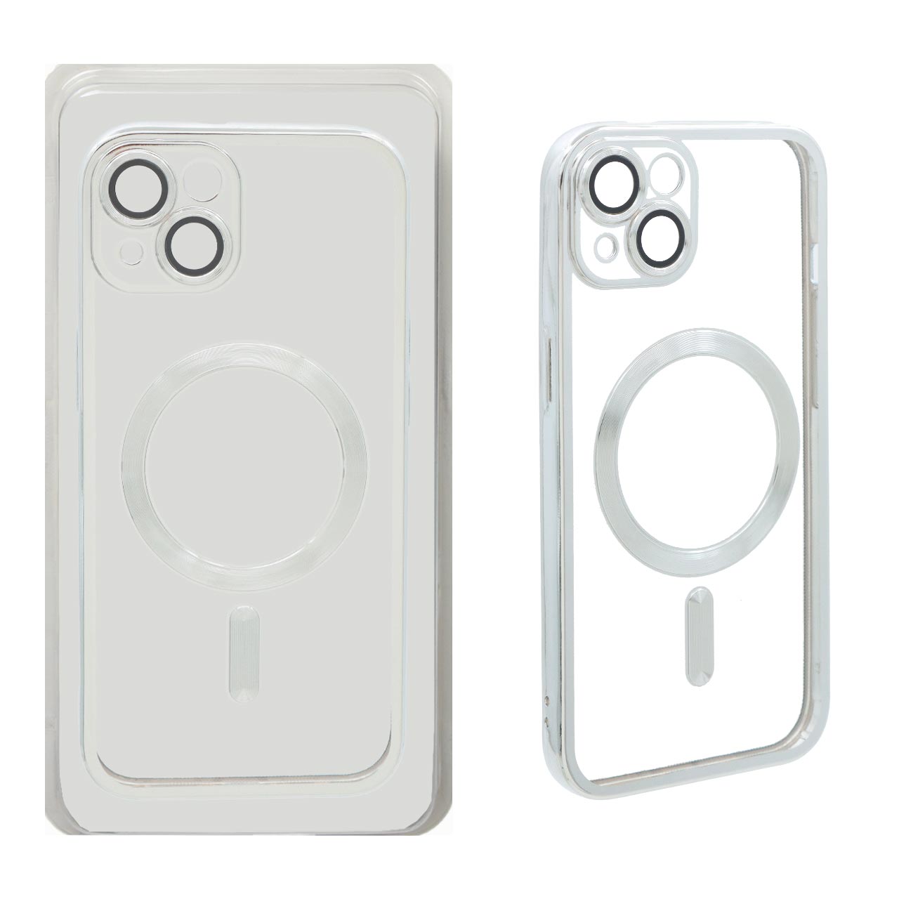 1419798 قاب اورجینال الکترواستاتیک Magsafe لنز گلس دار Apple iPhone 13 / iPhone 14 - نقره ای (پک دار) - تصویر 1
