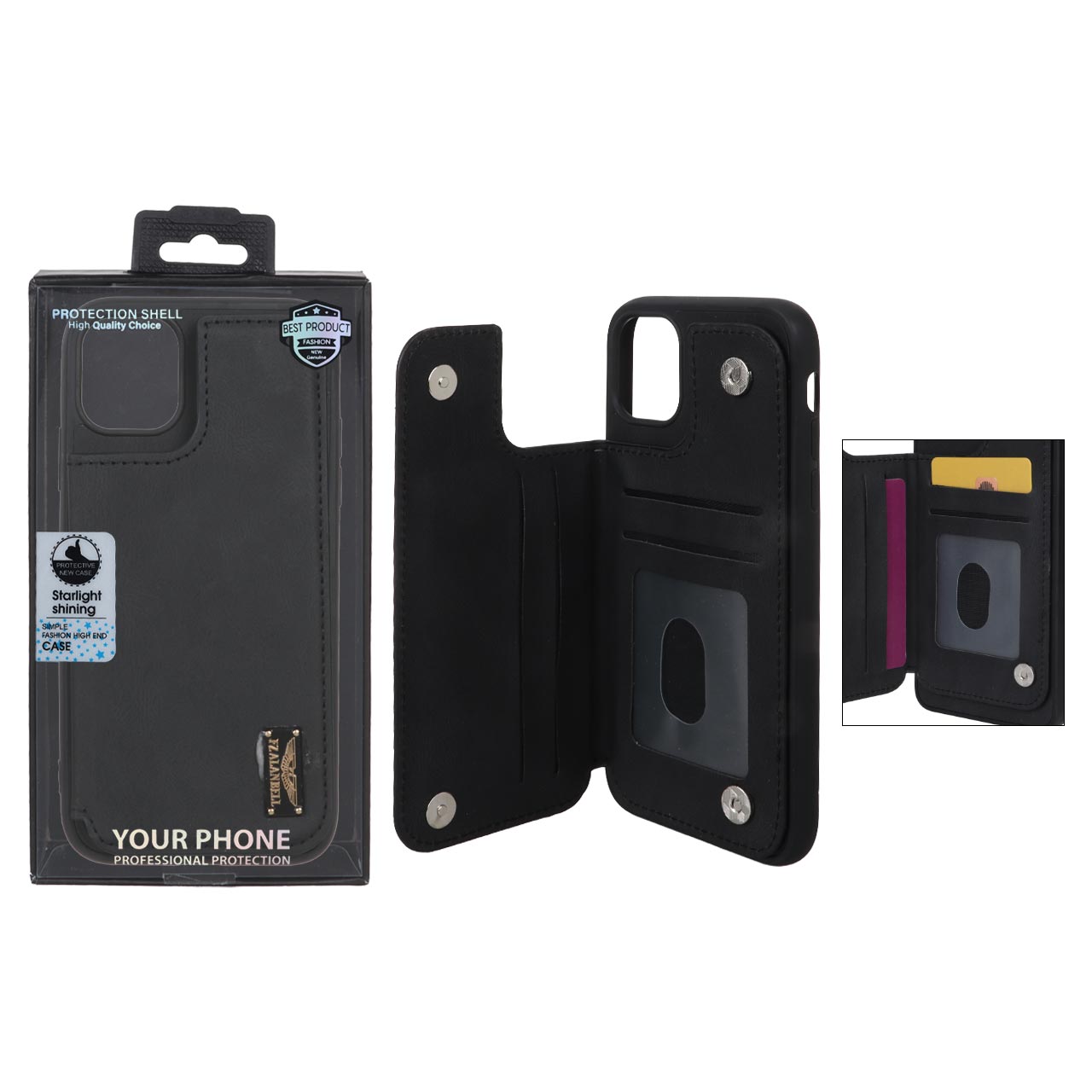 1435506 قاب FZALANBELL چرمی جاکارتی مگنتی Apple iPhone 11 - مشکی (پک دار) - تصویر 1