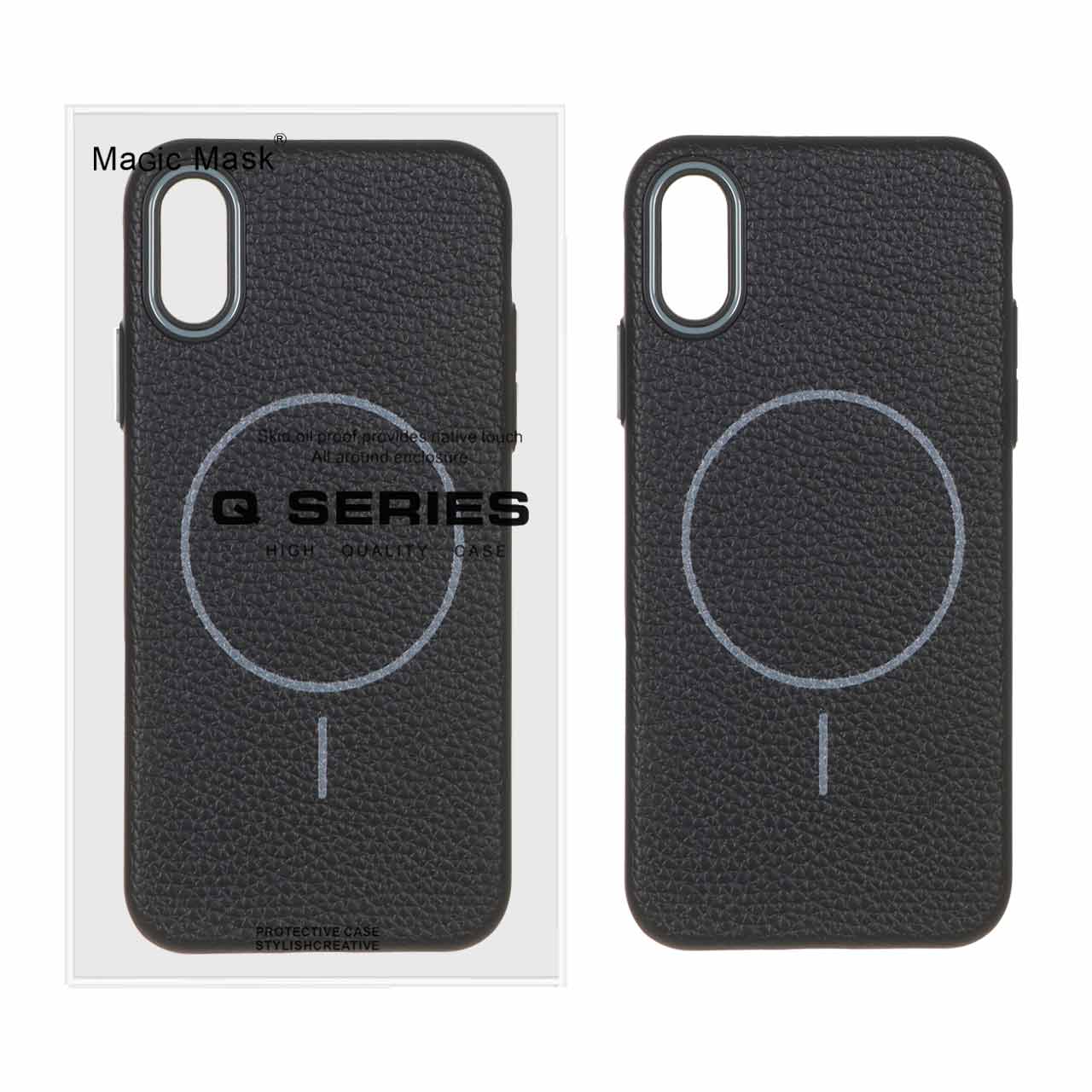 1453328 قاب اورجینال Magic Mask طرح چرم Magsafe مدل Apple iPhone X / iPhone XS - مشکی (پک دار) - تصویر 1