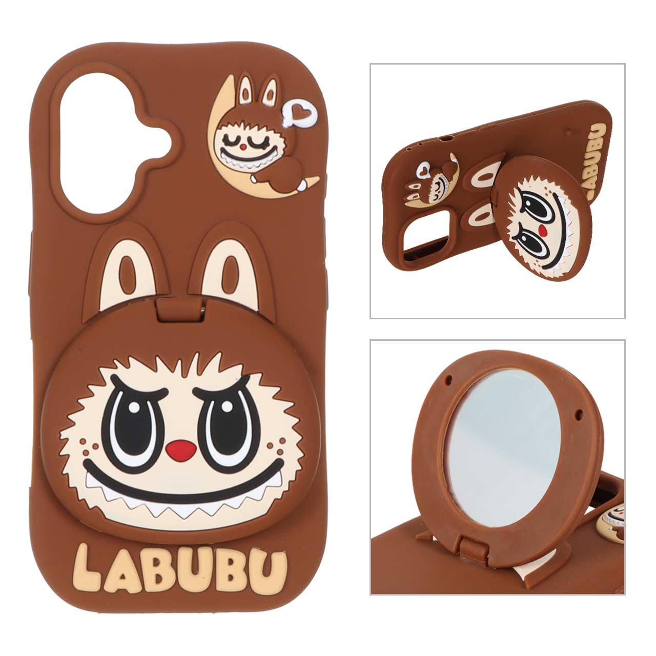 1467568 قاب سیلیکونی آینه ای Labubu مدل Apple iPhone 16 - قهوه ای - MPS - تصویر 1
