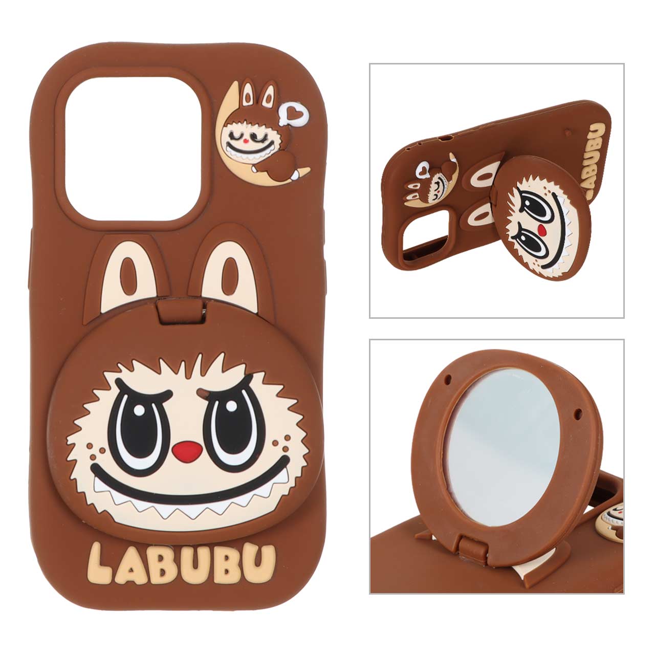 1467576 قاب سیلیکونی آینه ای Labubu مدل Apple iPhone 13 Pro / iPhone 14 Pro / iPhone 15 Pro / - قهوه ای - MPS - تصویر 1