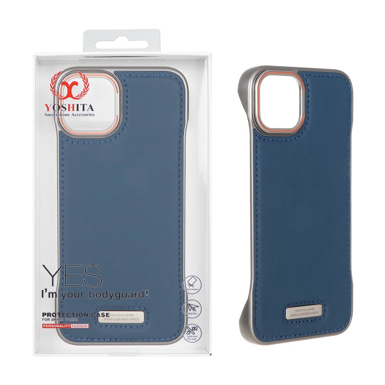 1471794 قاب اورجینال Yoshita چرمی Apple iPhone 13 / iPhone 14 - سرمه ای (پک دار) - تصویر 1