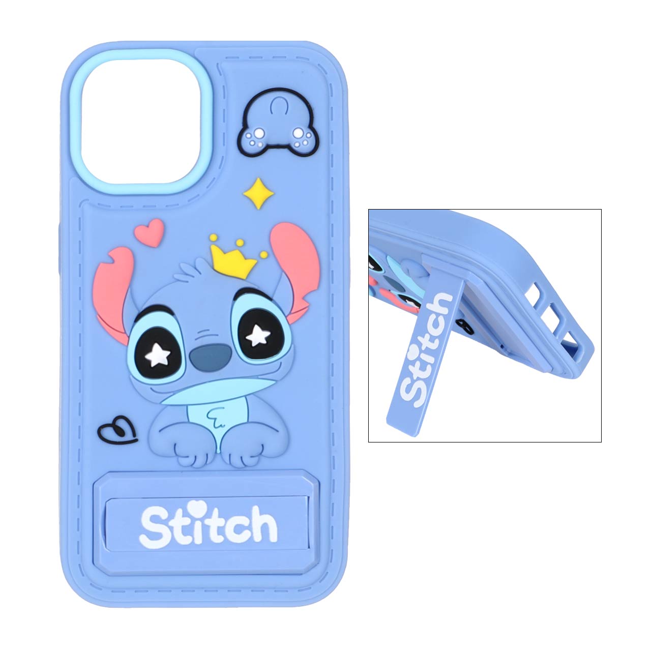 1472662 قاب سیلیکونی Stitch استندشو Apple iPhone 15 / iPhone 14 / iPhone 13 - آبی - تصویر 1